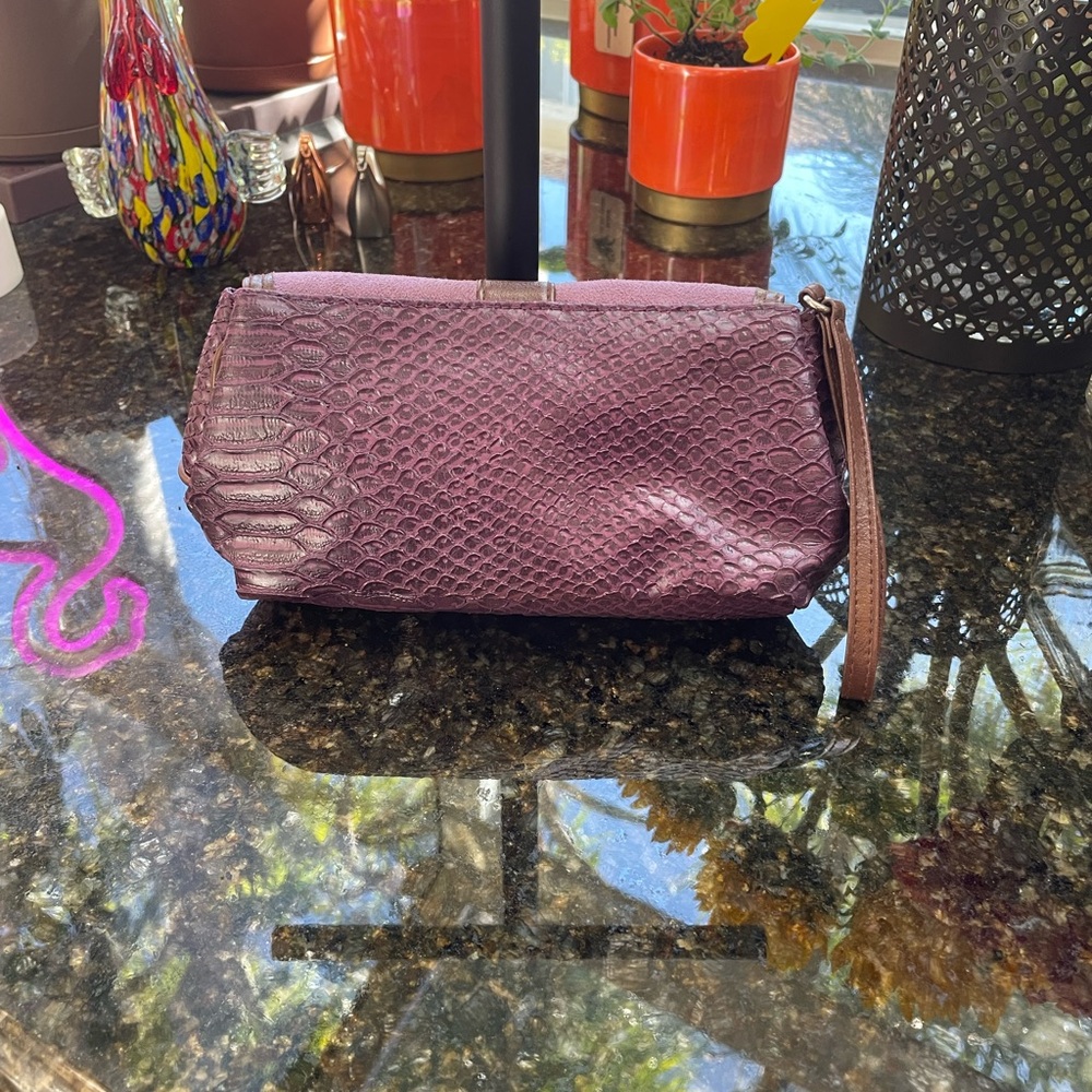 Vintage Elizabeth Arden Purple and Brown Clutch - Picture 2 of 6